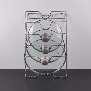【PH STOCK】【COD】Household stainless steel pot cover rack cutting board rack wall-mounted kitchen storage rack five-grid pot cover rack
