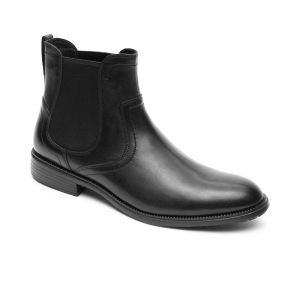 Rockport Mens Chelsea Boots Black Suit Heavy Fashion British Style Shoes CI8973 Waterproof Lace-Up Mid-Calf Thick Bottom