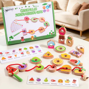 Focus and Logic Training Wooden Bead Stringing Toy