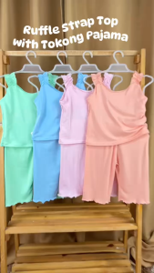 BigboxPH Kids Everyday Ruffle Strap Top with Tokong Pajama Set for Girls 1-12 Years Old
