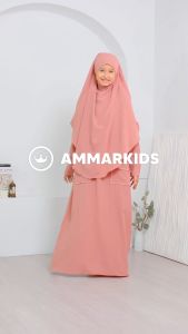 Set Abaya Anak Perempuan Premium & French Khimar HAYYIN Gamis Arab Dress Nyaman Adem Anti UV by AMMARKIDS Cocok Lebaran sehari hari Baju Ngaji Anak