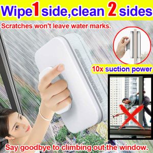 Wipe without leaving water marks Double Sided Magnetic Glass Cleaner window cleaning tools widened magnetic window cleaner 10x suction power window cleaner magnetic high-rise double-sided wipe 抹窗神器 擦玻璃神器