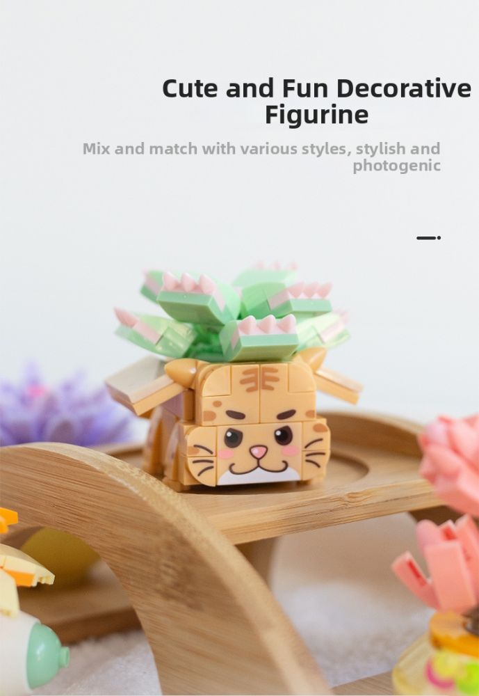 Conjunto de blocos de construção suculenta e buquê diy_voghion.com