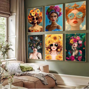 Oil Painting By Numbers Fashion Glasses Woman with Flowers DIY Number Drawing Canvas Pictures By Numbers Home Decor Large Size