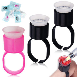 Tattoo Ink Ring Cups Microblading Pigment Glue Rings with Sponge Ink Cups Caps Permanent Makeup Tattoo Eyelash  Extensions Cups