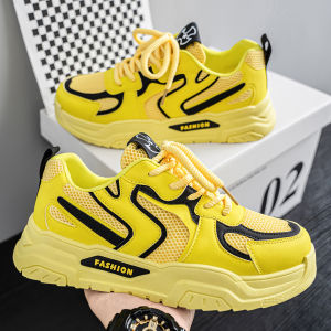 Mens Fall Thick Bottom Sports Casual Shoes Breathable Mesh Upgraded Dad Style Trendy All-Match White Sneakers