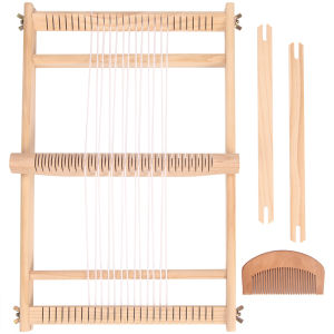 QJH Wooden Multi-Craft Weaving Loom 19.6"L x 15.3"W Warp ​Frame ​Loom Heddle Bar for Weave Board Weaver Tapestry Kids Beginner