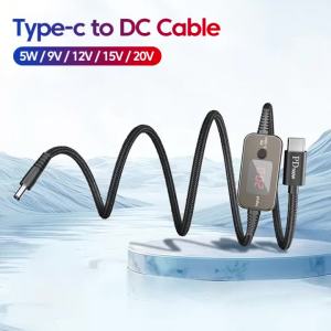 Olaf | 1.2m Type-C to DC Boost Cable DC Output 5v/9v/12v/15v/20v 5-gear Adjustable Voltage Digital Display Power Cord For Router Laptop