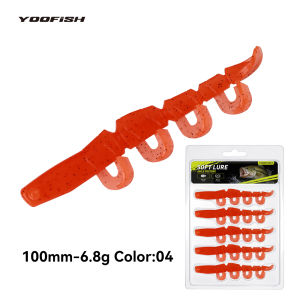 Yoofish Soft Shrimp Fishing Lure 70mm 3.5g 6pcs 100mm 6.8g 5pcs Multi-jointed Soft Swimbaits For Freshwater Bass Trout Fishing