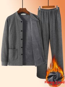 AOYUNNIAO | Thickened Fleece Warm Mens Cardigan for Elderly