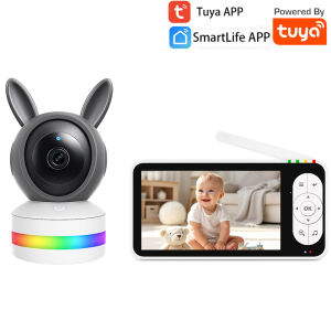 WiFi & No-WiFi Modes Tuya SmartLife RGB Night Light Baby Monitor Camera 1080P FHD Infrared with 5" Screen Cry Sound Detection