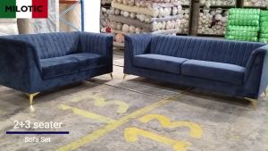 [Milotic Living] 2s+3s velvet blue color sofa set/ perabot murah/ sofa/ 2seater/ 3seater/ set