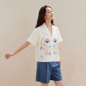 INMAN | Embroidered Loose Fitting Collar Shirt 100 Xinjiang Cotton