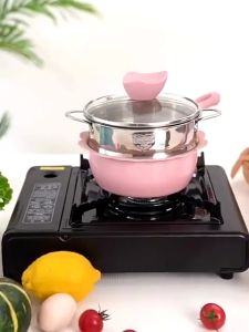 Bộ Nồi Chảo Đá Ăn Dặm cho bé Bộ Chảo Nồi chống dính vân đá cao cấp SEKA kèm xửng hấp inox