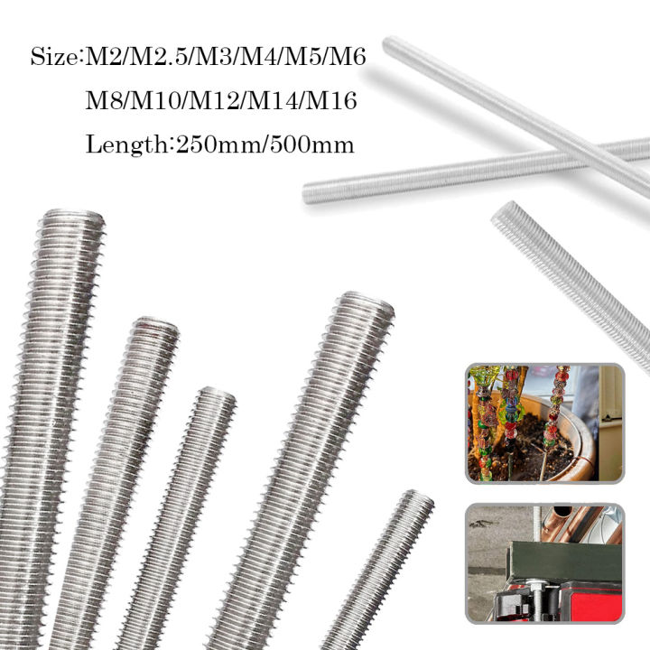 M3 Rod 1pcs 304 Stainlesss Steel Threaded Rod, M2 M2.5 M3 M4 M5 M6 M8 M10 M12 ...