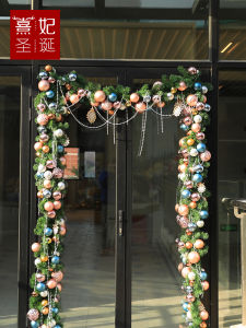 Christmas Decorative Rattan Door Pendant Encryption Classy Shopping Mall Escalator Shop Decorations Stair Scene Layout