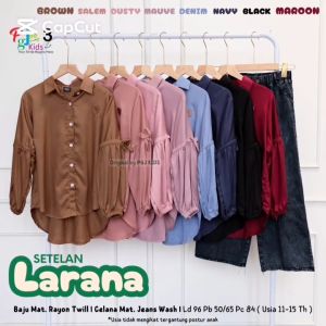 COD Setelan Atasan Kemeja Lengan Panjang Dan Celana Jeans Anak Remaja Perempuan Usia 11-15T Laranaa