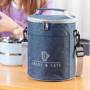 Round Insulated Lunch Box Bag Thick Aluminum Foil Single-Shoulder Leak Proof Portable Lunch Bag for Work Picnic Beach or Travel