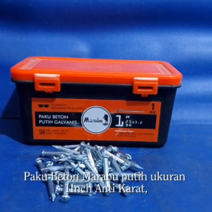 Paku Beton Marabu Putih Ukuran 1 1In 1Inch Anti Karat Eceran 8PCS