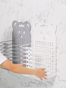 ตะกร้าแขวนพับได้สไตล์หมี DR1 สำหรับเก็บของใช้ในบ้าน ติดตั้งง่ายไม่ต้องเจาะผนัง