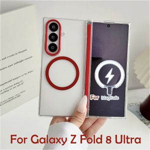 Frosted Mist Hinge Protective Phone Case for Samsung Galaxy Z Fold 8 Ultra Wide 7 6 5 for Magsafe Magnetic Ring Central PC Cover