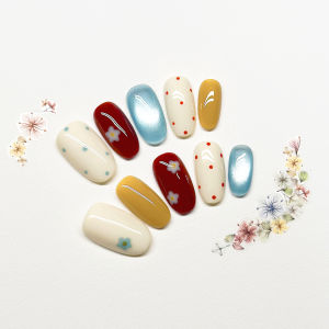 2025 Pure Handmade Short Wearable Nail Art Autumn Winter Gradient Color Cat Eye High Whitening 1010 New Model Pure Handmade