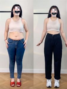 Black Fleece Lined Straight Leg Jeans Womens plus Size Pear Shape Slimming Trousers High Waist Long Pants Autumn Fashion