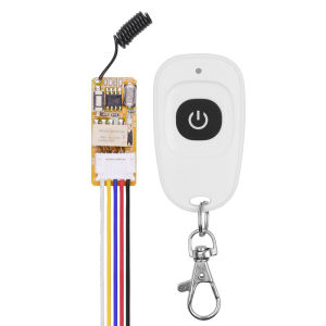 Công Tắc Điều Khiển Từ Xa Không Dây Mini Relay Điều Khiển Đèn LED DC 3.5V-12V Với Hộp Thu Vi Mô 433 MHz & Bộ Phát Màu Trắng