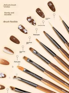 Manicure Brush Suit Japanese Professional Line Drawing Pen Ultra-Fine Smudges Sweeping Pen round Head UV Pen for Nail Beauty Shop