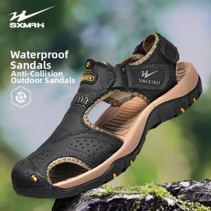 DOUBLE STAR | Mens Durable Leather Slip-Resistant Sandals for Outdoor Activities