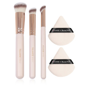 3Pcs Makeup Brushes + 2Pcs Triangle Powder Puff Set Concealer Eye Shadow Makeup Brush Blending Cosmetic Beauty Tools