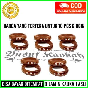 10 Pcs Cincin Kokka Kaokah Kaukah Bulat Mata 3 Coklat