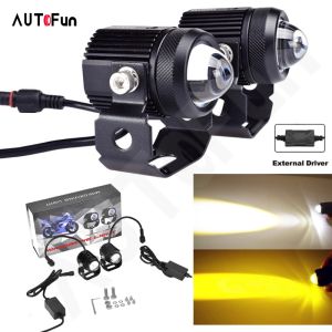 AUTOFun 2 Buah Laser Foglamp External Drive D2 Superbright High Low Putih Kuning Two Warna Lampu Tembak Motor Waterproof Universal