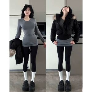 ZUKUN | Waist Tapering Long Shirt T-Shirt Autumn Winter Wear