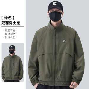 แจ็คเก็ตขนแกะสองหน้าสำหรับผู้ชาย ฤดูใบไม้ร่วง/ฤดูหนาว แจ็คเก็ตแบบสวมหัวแขนยาว ทรงหลวม แจ็คเก็ตขนแกะคอตตอนสองชั้นสำหรับผู้ชาย