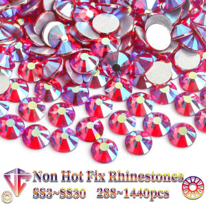 All Sizes Light Siam AB Red DIY Nails Decoration Non Hotfix Rhinestones Flatback Strass Non hot fix Stone For Garment DIY Y3129