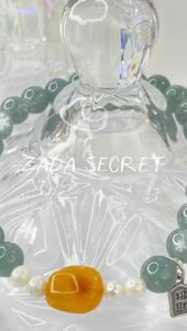 Zada 7mm Good Quality Harmony of Abundance: Amber Pearl & Jadeite Bracelet I Healthy I Prosperity I Wealth 招财健康转运蜜蜡珍珠翡翠