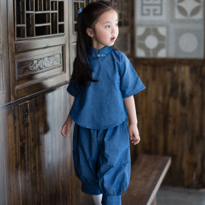Hanfu Girls Tang Costumes Spring and Summer Childrens Retro Set Childrens Clothing Chinese Style Baby Cheongsam 1-3 Years Old Boys Summer