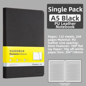 Comix | Thickened Hard Cover Notebook A5 Soft Leather Meeting Record Book Simple Student Artistic Diary Book Business Leather Notebook