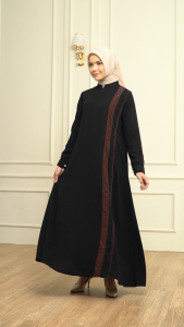 Sabira Abaya - Abaya Hitam Elegant Kombinasi Ceruty Maroon bahan Jetblack Sultan Premium - Abaya Turkey Modern Premium Mewah Nyaman