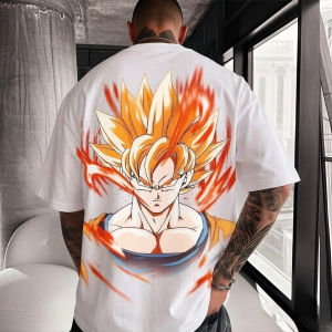 Bandai | Dragon Ball Goku Super Saiyan Graphic T Shirt Men Women Cotton Short Sleeve Anime Print Streetwear Casual Summer Tops Fashion
