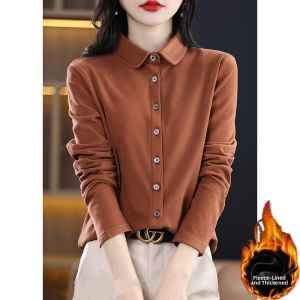 Fall Fashion Warm Double-Faced DeLun Fleece Womens Base Shirt