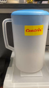 Centrix Transparent Plastic Water Jug Pitcher with Handle Blue Lid for Water Juice