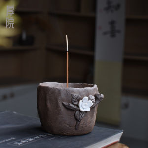 Retro Handmade Clay Incense Burner Chinese Style Home Office Use Original Mine Thick Ceramics Incense Stand Flower Mold Incense Holder