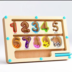 Color Sorting Magnetic Maze Number Counting Wooden Board Kids Montessori Learning Fine Motor