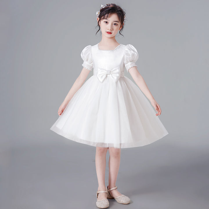 Girl Dress 61 Kids Performance Dress White Princess Dress Little Girl Flower Girl Wedding Puff Gauze Skirt Lazada PH