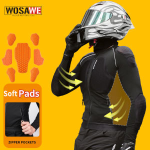 WOSAWE | WOSAWE Men Motorcycle Jacket Motocross Casual Shirts with Soft Gear Stretchy Reflective Breathable Top Motocycle Clothing