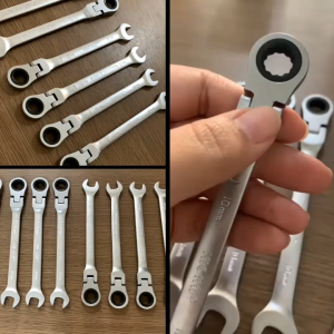 KUNCI RING PAS RACHET KUNCI FLEXIBLE 8mm 10mm 12mm 14mm 17mm 19mm KUNCI KOMBINASI KREK 2 ARAH RACET KRETEKAN SATIN CHROME VANADIUM