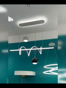 LED Energy Saving Chandelier Modern Minimalist Nordic Style Rectangle Chandelier Creativity Black And White Ball Adjustable In Three Colors Applicable Living Room Restaurant Kitchen Bedroom Office