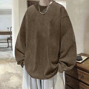Áo Thun Cotton Dài Tay Dáng Rộng Cổ Tròn Phong Cách Mỹ Cổ Điển Dành Cho Nam Mùa Thu Mới Về Chất Liệu Cotton Thoải Mái Thường Ngày